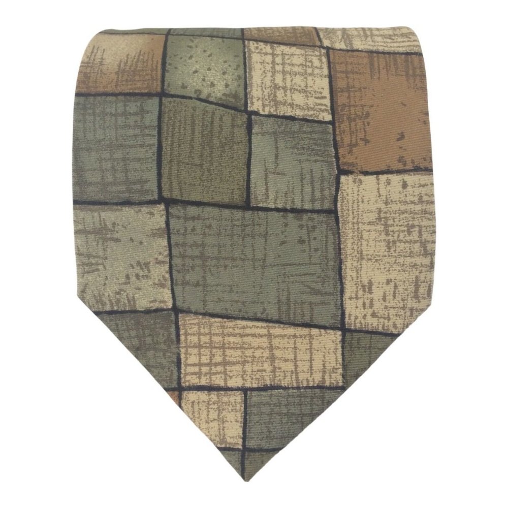 CLAUDE MONTANA Green Geometric Silk Tie Made In Italy 57"/3".3/4 EX COND